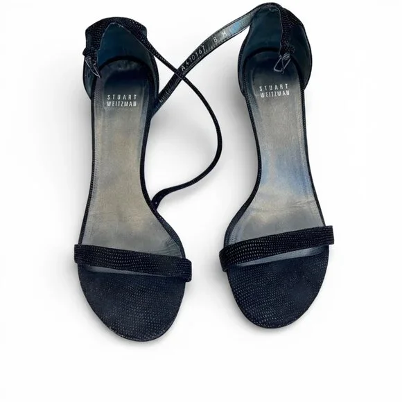 STUART WEITZMAN Goosebump Ankle Black 75 Nudist Dress Sandals Heels | Sz 8 - Picture 3 of 14